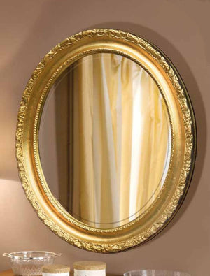 Mobili2g - specchiera in foglia oro ovale- misure: l.54 x h.64 x p.6