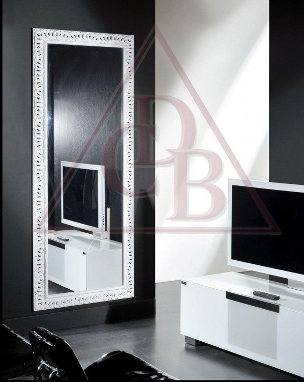 Mobili2g - specchiera laccata bianco lucido rettangolare misure: 90 x 180 x 4