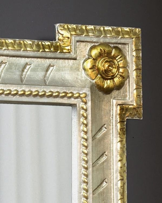 Mobili2g - specchiera in foglia argento con particolari con mecca- misure: l.72 x h.92 x p.3