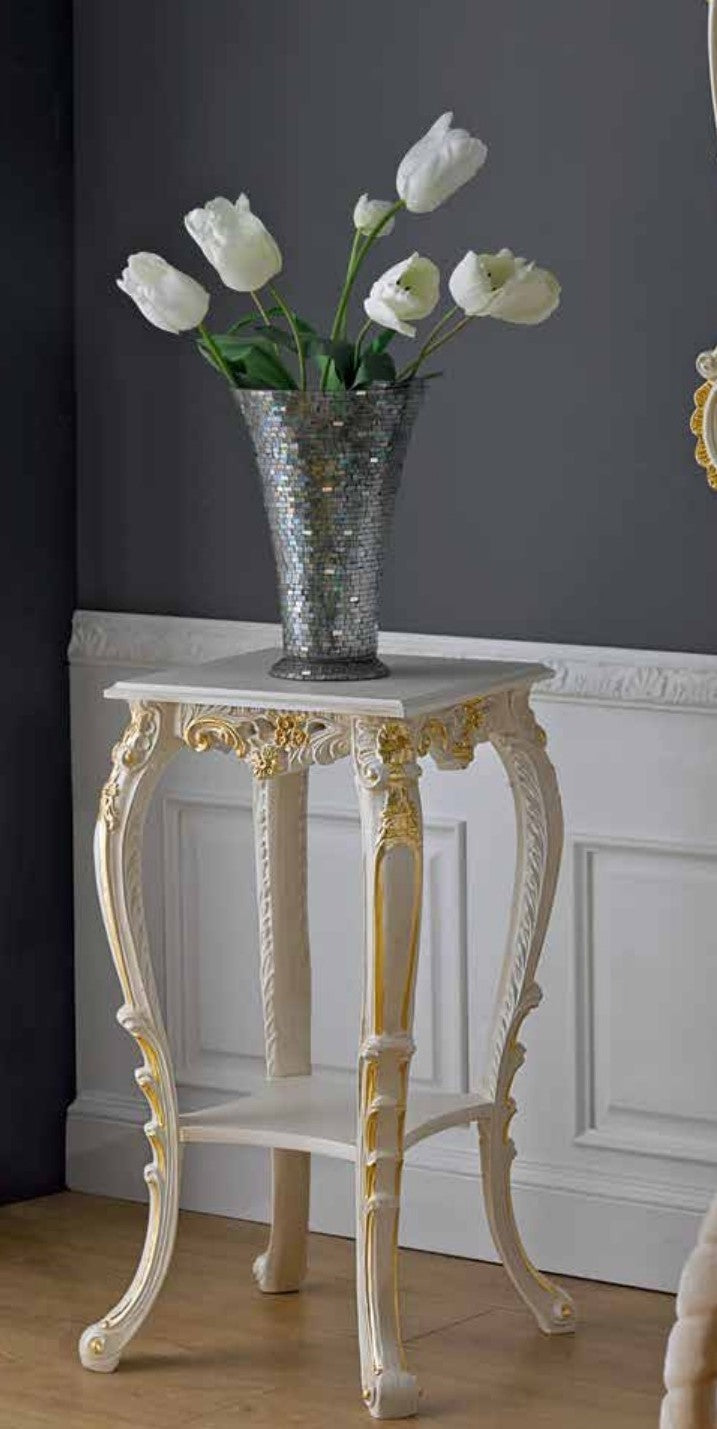 Mobili2g - specchiera laccata avorio con particolari foglia oro - misure: l.58 x h.86 x p.5