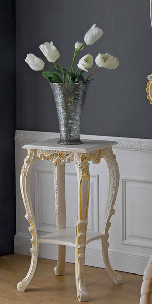 Mobili2g - specchiera laccata avorio con particolari foglia oro - misure: l.58 x h.86 x p.5