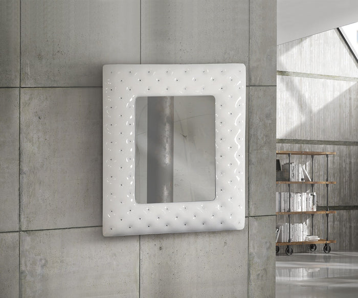 Specchiera 100x92 con cornice bianca e swarovski