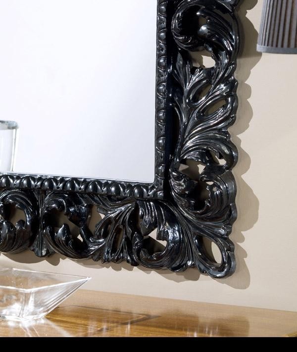 Specchiera laccata nera lucida rettangolare misure: 87 x 107 x 6