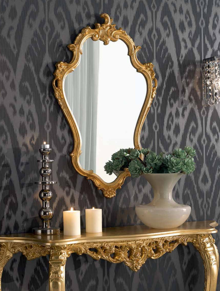 Mobili2g - specchiera in foglia oro sagomata misure: l.51 x h.87x p. 4