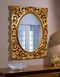 Mobili2g - specchiera in foglia oro ovale- rettangolare-traforata misure: 73 x 95 x 6