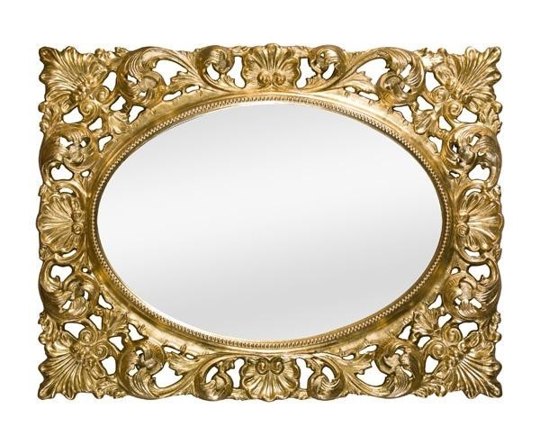 Mobili2g - specchiera in foglia oro ovale- rettangolare-traforata misure: 73 x 95 x 6