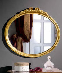 Specchiera in foglia oro ovale- misure: l. 54 x h. 48 x sp. 4