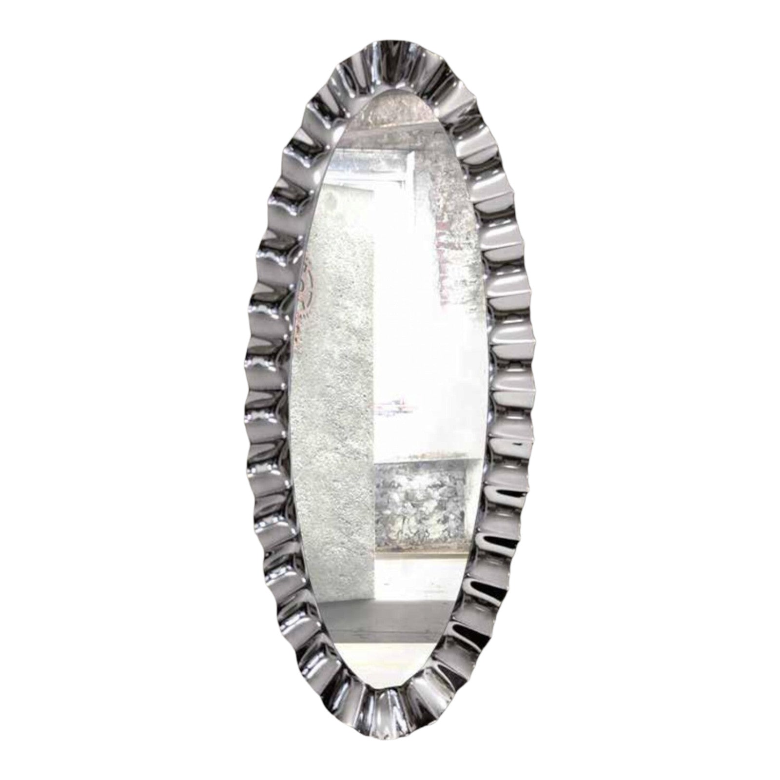 Specchiera moderna ovale con cornice ondulata ad effetto specchio misure l.190x90