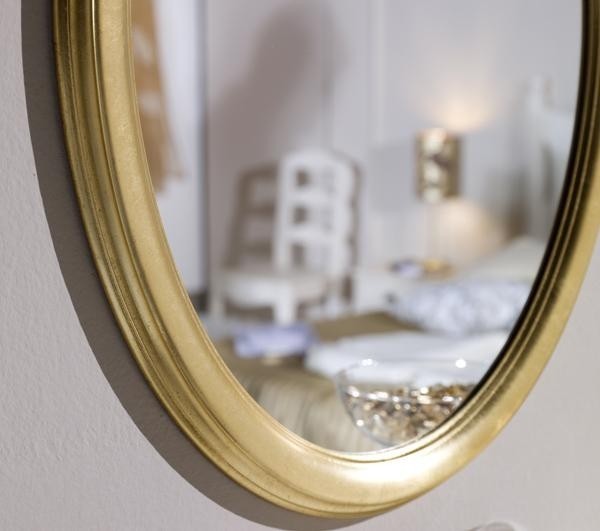 Specchiera in foglia oro ovale- misure: 59 x 79 x 3