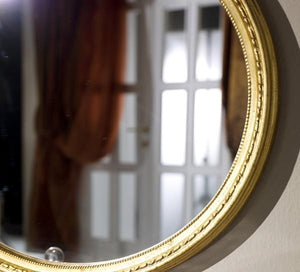 Specchiera in foglia oro ovale- misure: l. 54 x h. 48 x sp. 4