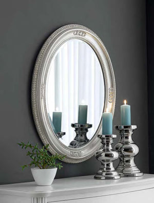 Mobili2g - specchiera foglia argento ovale- misure: l.66 x h.86 x p.5