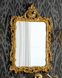 Mobili2g - specchiera in foglia oro rettangolare-sagomata-traforata misure: l.70 x h.106 x 7