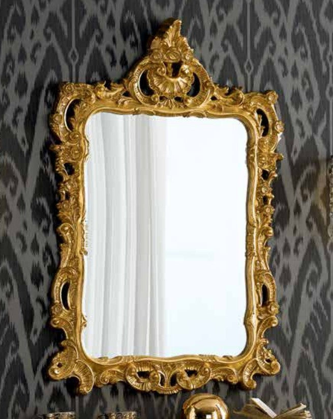 Mobili2g - specchiera in foglia oro rettangolare-sagomata-traforata misure: l.70 x h.106 x 7