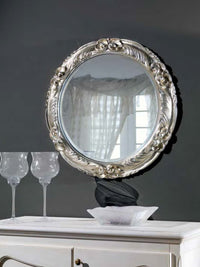 Mobili2g - specchiera in foglia argento rotonda-sagomata misura : 76 x 76 x 5