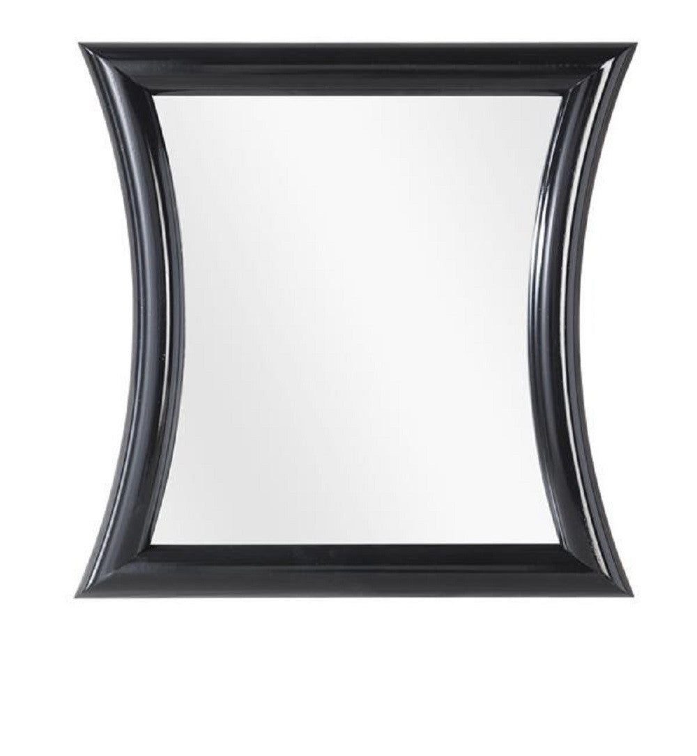 Mobili2g - 1 specchiera laccato nero lucido sagomata misure: 63 x 63 x 3