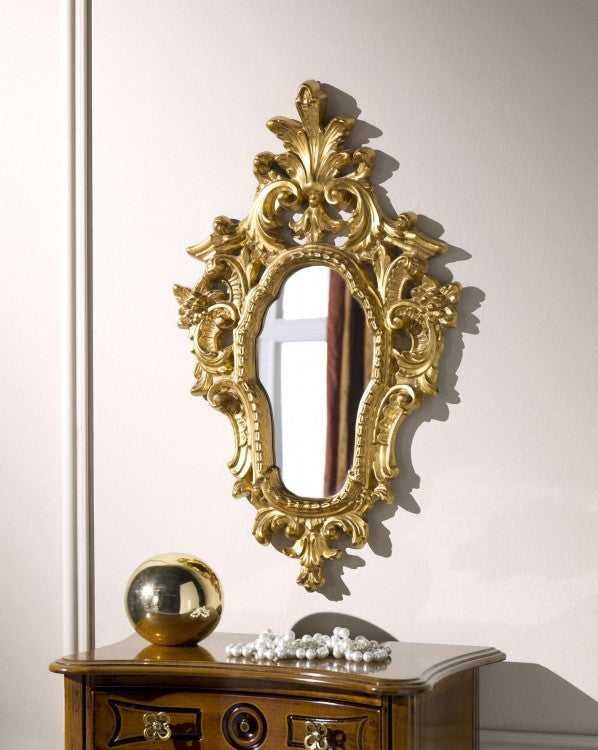 Mobili2g - specchiera in foglia oro sagomata-traforata misure: l.39 x h. 64 x p. 3