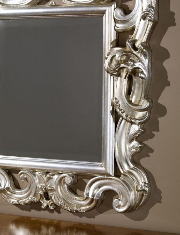 Mobili2g - specchiera foglia argento sagomata con cimasa traforata - misure: l.86 x h.114 x p.8