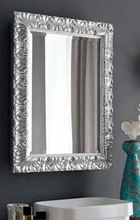 Mobili2g - specchiera contenitore in foglia argento brillante - misure: l.70 x h.90 x p.15