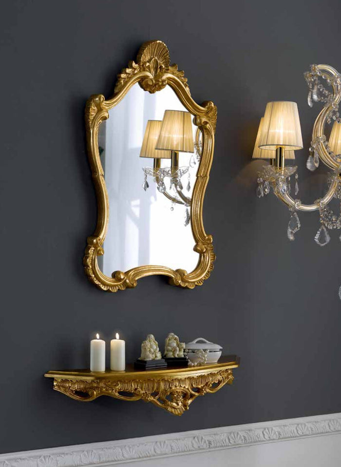 Mobili2g - specchiera in foglia oro sagomata misure: l.58 x h.86 x p. 5