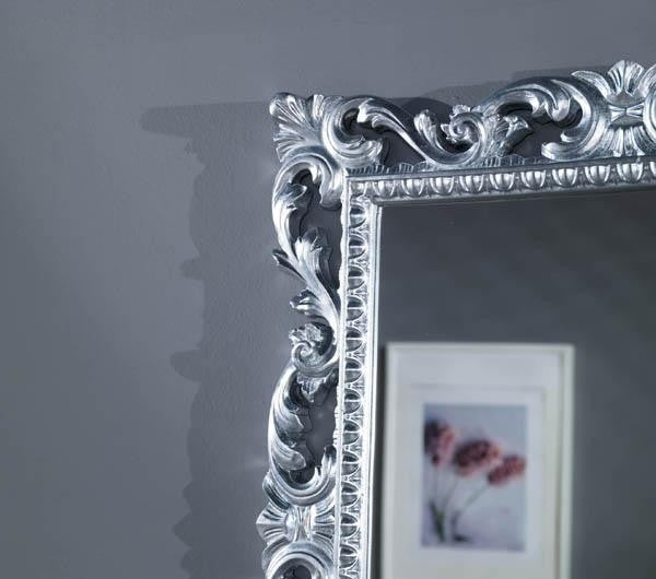 Mobili2g - specchiera foglia argento brillante rettangolare- misure: l.73 x h.86 x p.4