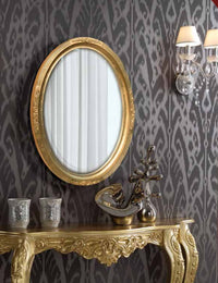 Mobili2g - specchiera in foglia oro ovale- misure: l.60 x h.80 x p.5