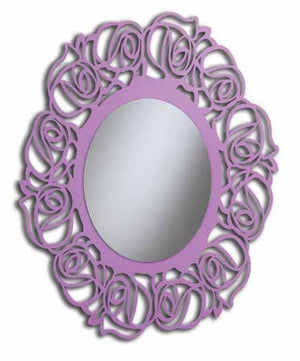 Specchiera ovale laccata lilla madreperla misure diametro l.120  h.100