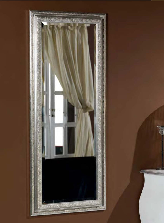 Mobili2g - specchiera in foglia argento rettangolare- misure: l.54 x h.134 x p.4