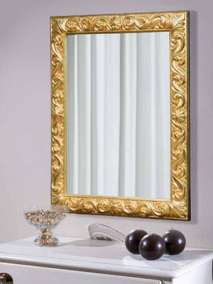 Mobili2g - specchiera in foglia oro brillante rettangolare- misure: l.64 x h.84 x p.4