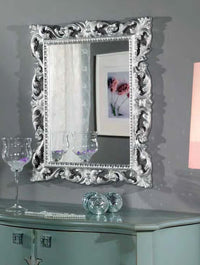 Mobili2g - specchiera foglia argento brillante rettangolare- misure: l.73 x h.86 x p.4