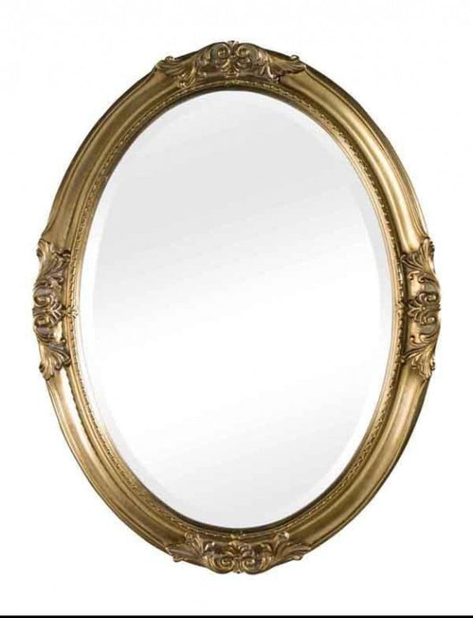 Mobili2g - specchiera in foglia oro ovale- misure: l.52 x h.62 x p.5