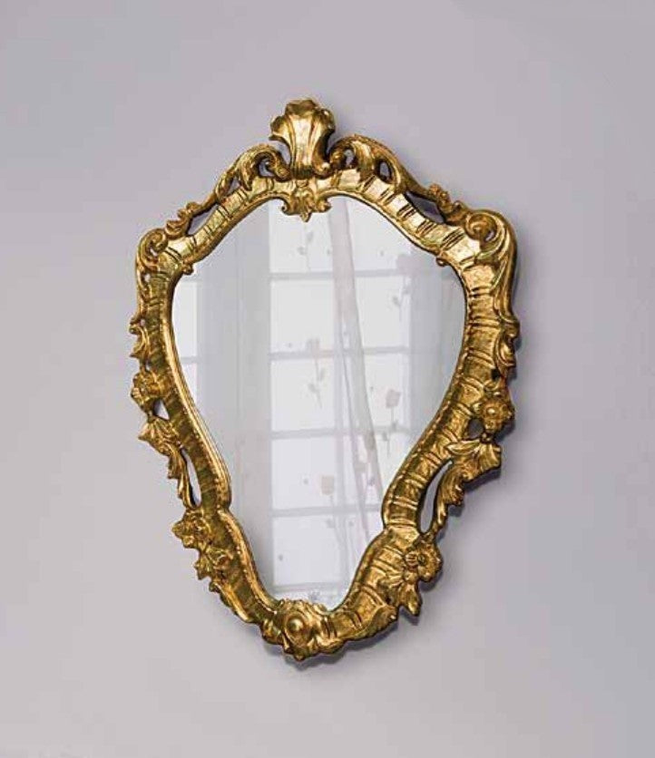 Mobili2g - specchiera in foglia oro sagomata- misure: l.41 x h.57 x p.3