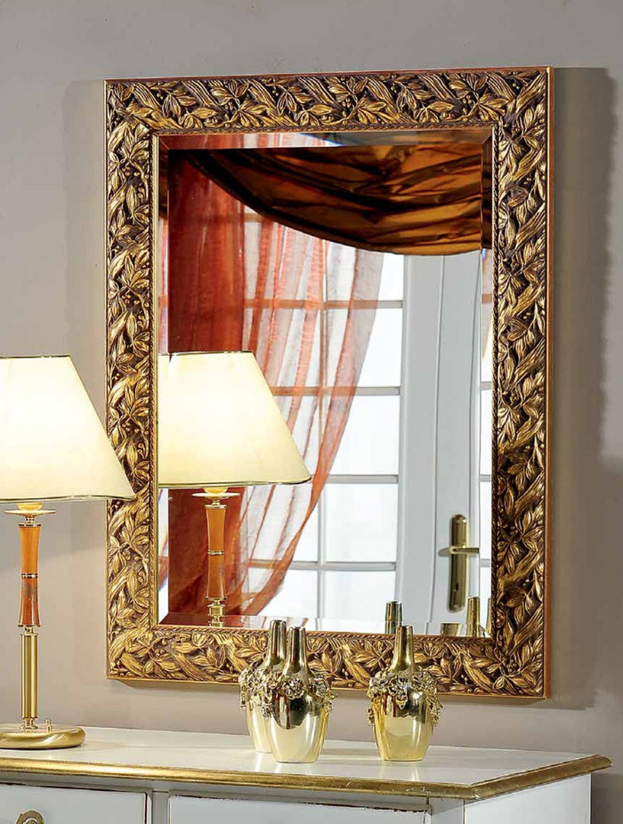 Mobili2g - specchiera in foglia oro rettangolare misure:  68 x 88 x 4