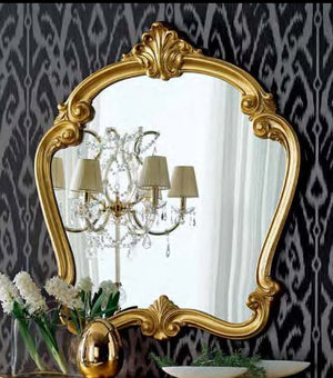 Mobili2g - specchiera in foglia oro sagomata misure: l.95 x h.106 x p. 5