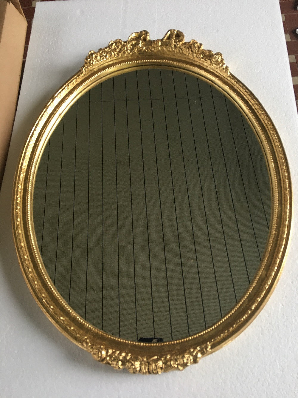 Mobili2g - specchiera in foglia oro ovale- misure: l.44 x h.57 x p.4