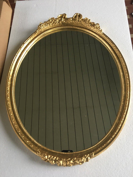 Mobili2g - specchiera in foglia oro ovale- misure: l.44 x h.57 x p.4