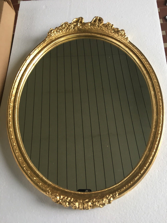 Mobili2g - specchiera in foglia oro ovale- misure: l.44 x h.57 x p.4