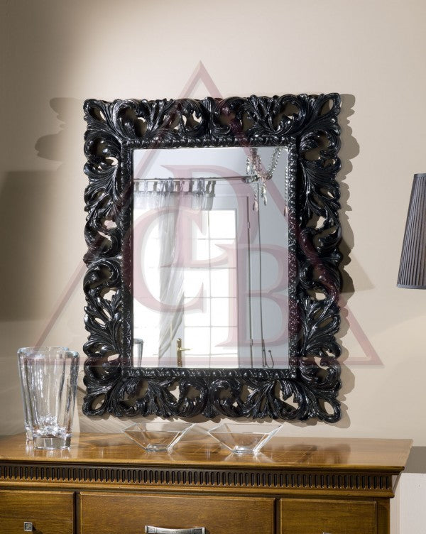 Specchiera laccata nera lucida rettangolare misure: 87 x 107 x 6