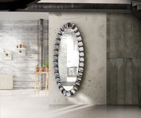 Specchiera moderna ovale con cornice ondulata ad effetto specchio misure l.190x90