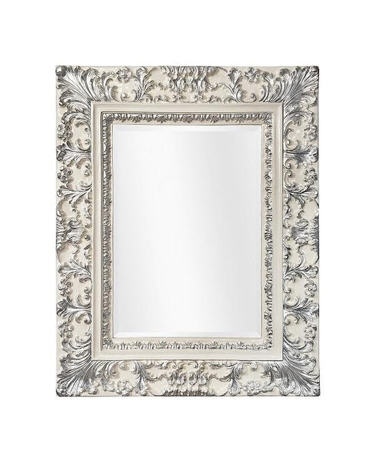 Mobili2g - specchiera laccato avorio con particolari-foglia argento brillante- misure: l.84 x h.104 x p.7
