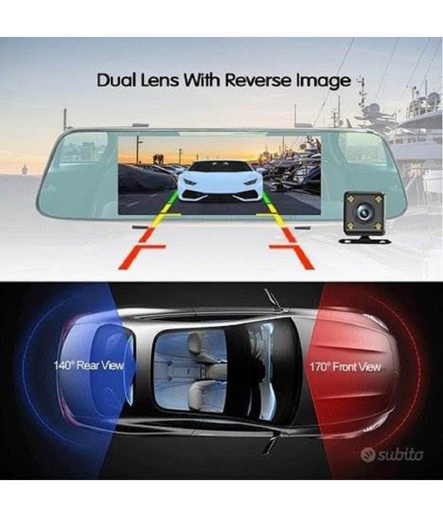 Specchietto Camera Posteriore Hd Registratore Auto Specchio Retrovisore Q-a182         