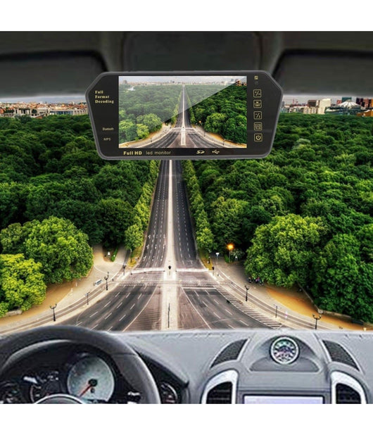 Specchietto Retrovisore Monitor 7'' Bluetooth Usb Sd Tft Mp5 Camera Auto         