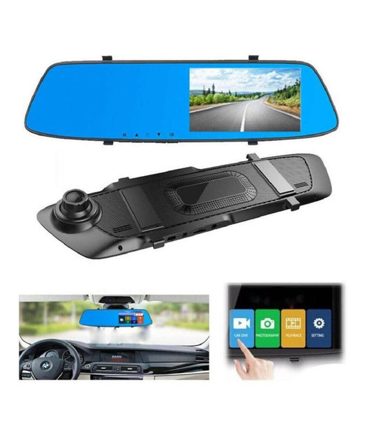 Specchietto Retrovisore Touch Dvr 4.3" Full Hd Tf Camera Anteriore Posteriore         