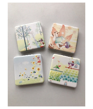 Specchietto Specchio Da Borsa Borsette Per Donna Make Up Richiudibile Idea Regalo         