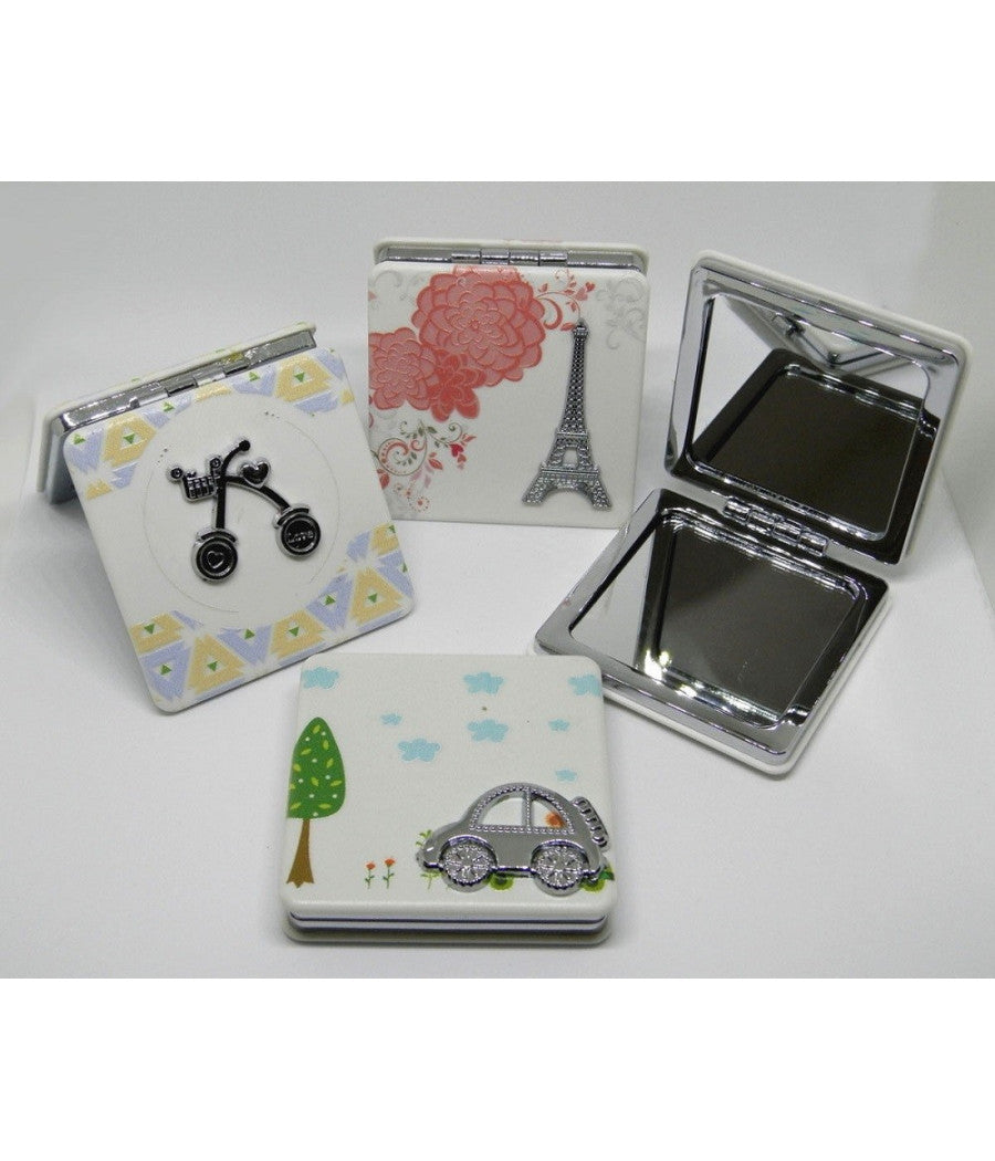 Specchietto Specchio Da Borsa Borsette Per Donna Make Up Richiudibile Idea Regalo         