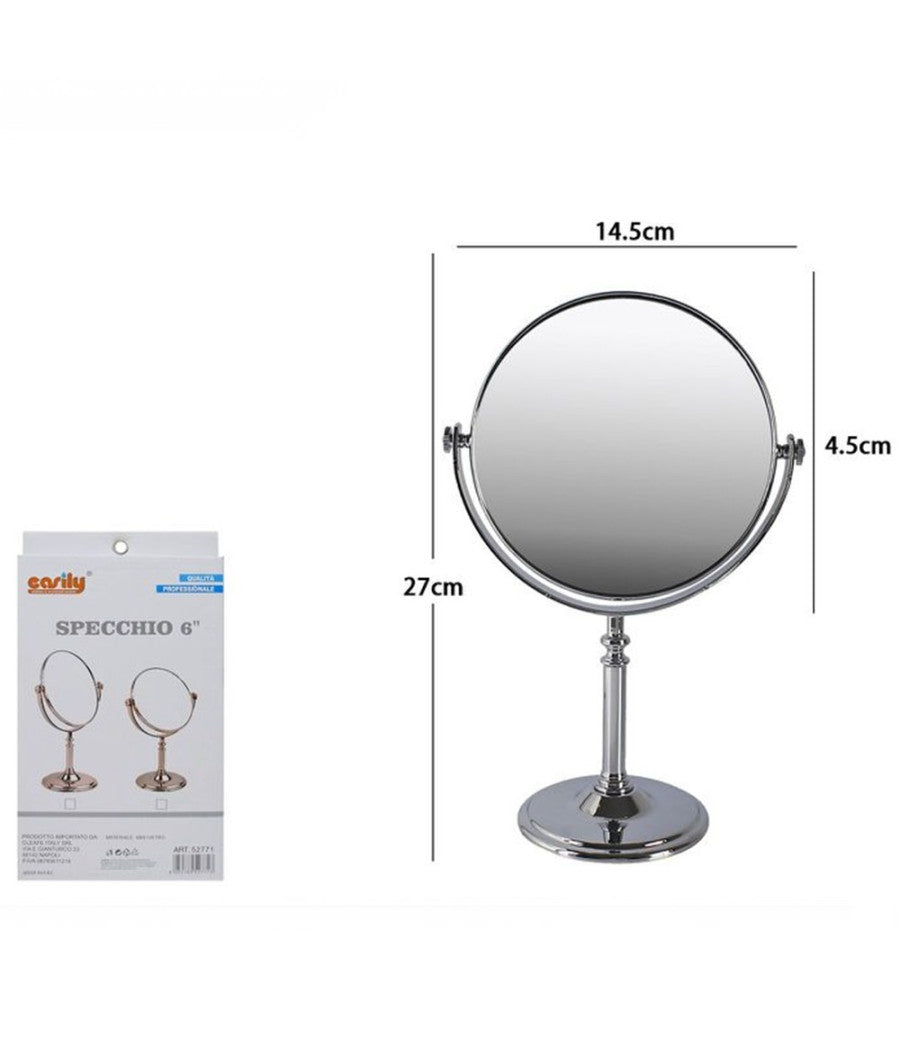 Specchio 6" Da Tavolo Make Up Trucco Accessorio Appoggio Bagno Donna 27 Cm 52771         