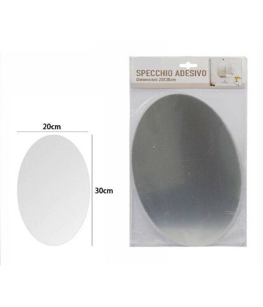 Specchio Adesivo Forma Ovale Adesiva Murale Arredamento Casa 20 X 30 Cm         