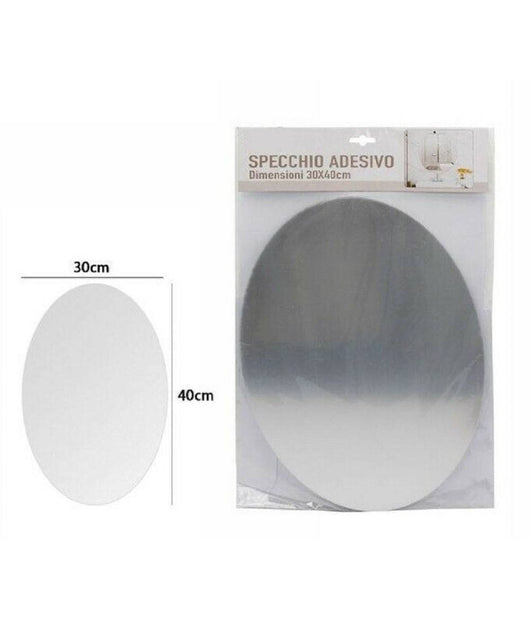Specchio Adesivo Forma Ovale Adesiva Murale Arredamento Casa 30 X 40 Cm         