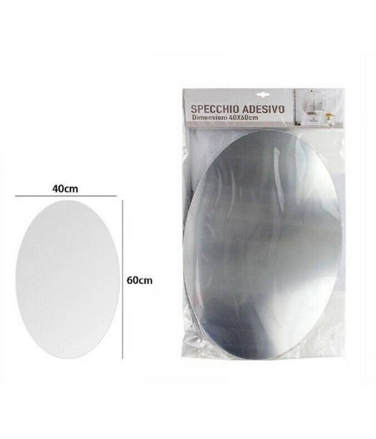 Specchio Adesivo Forma Ovale Adesiva Murale Arredamento Casa 40 X 60 Cm         