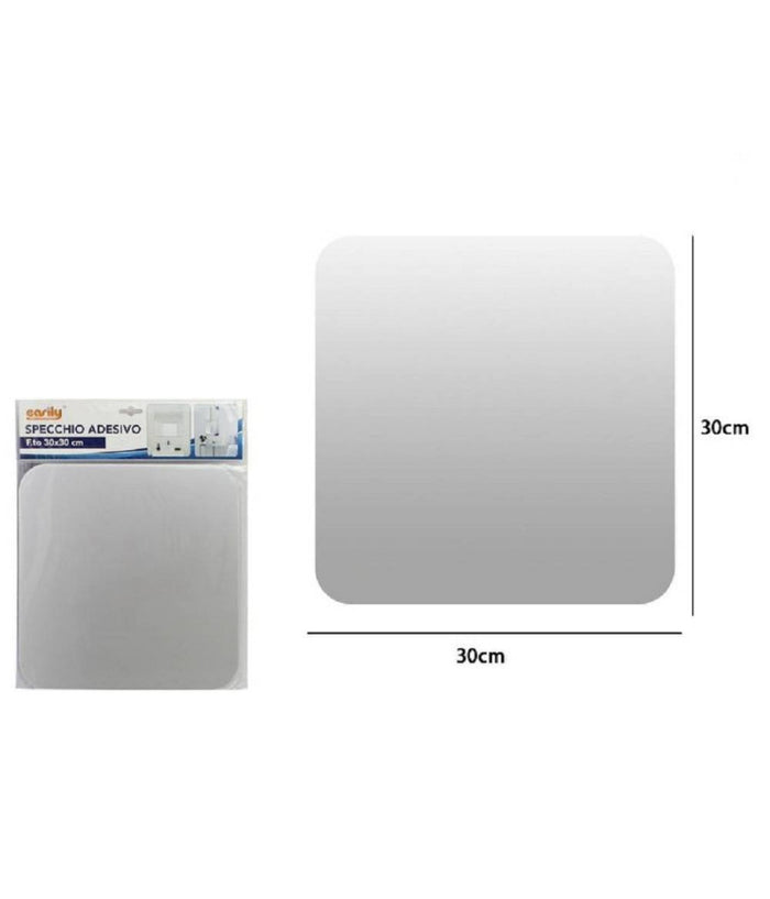 Specchio Adesivo Forma Quadrata Adesiva Murale Arredamento Casa 30 X 30 Cm         