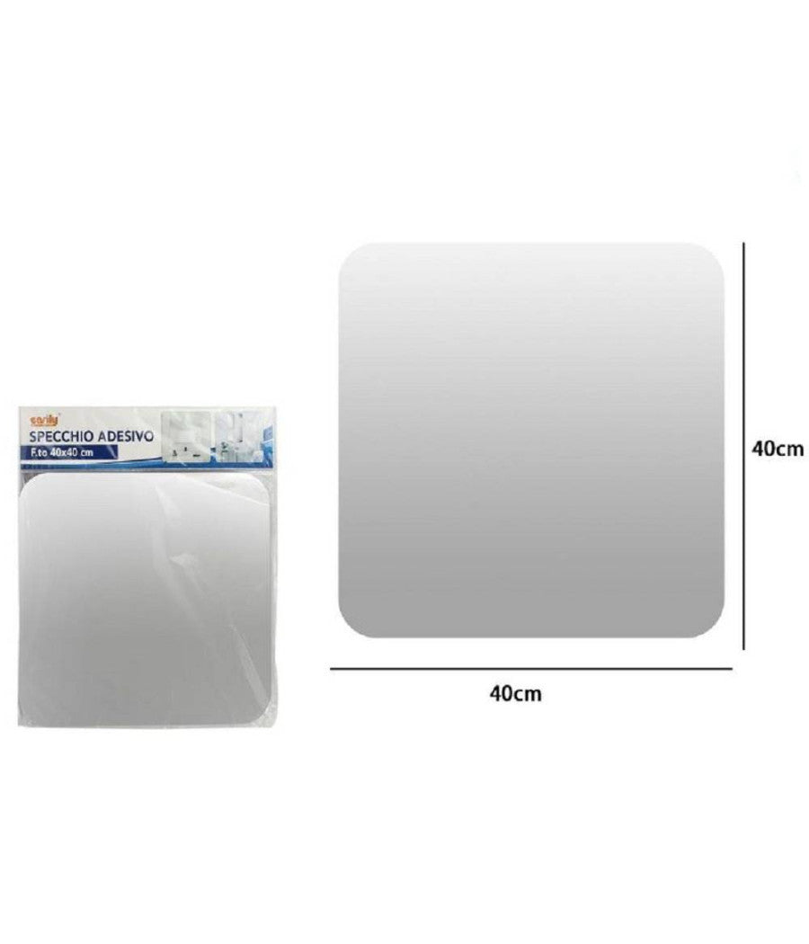Trade Shop - Specchio Adesivo Forma Quadrata Adesiva Murale Arredamento Casa 40 X 40 Cm -